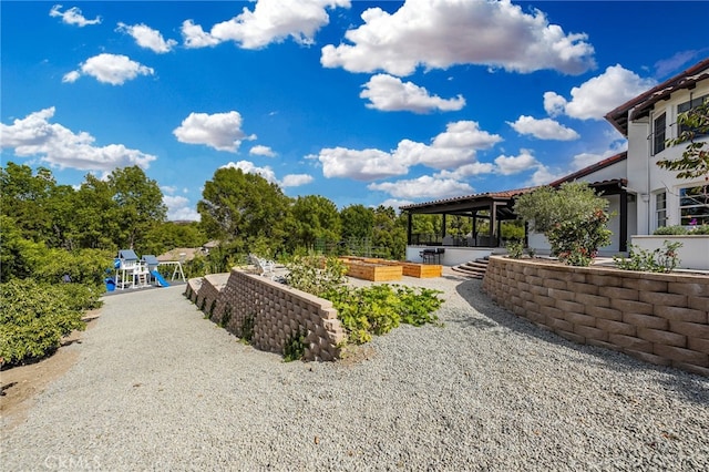 view of yard with a gazebo