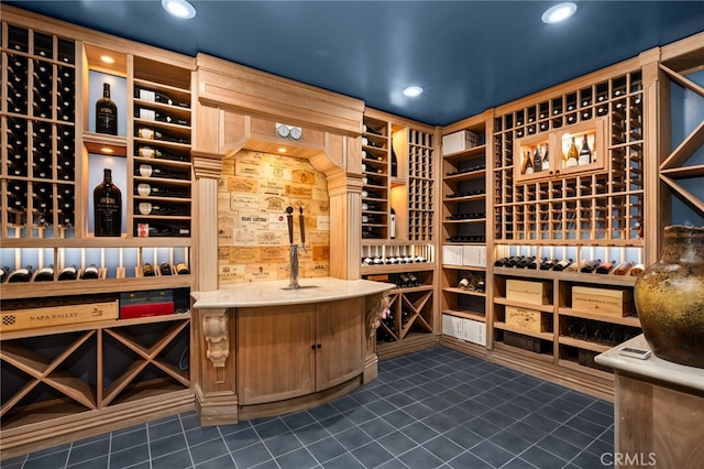 view of wine cellar