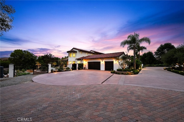 view of front of property featuring a garage