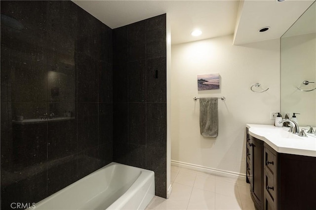 bathroom with vanity and tile patterned flooring