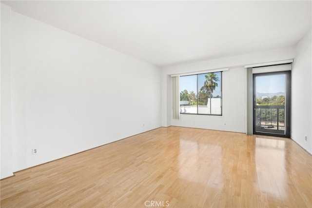 unfurnished room with light wood-type flooring