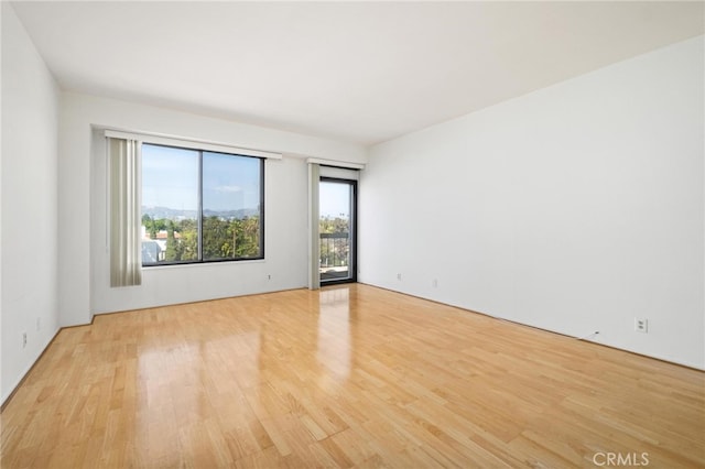 unfurnished room with light wood-type flooring