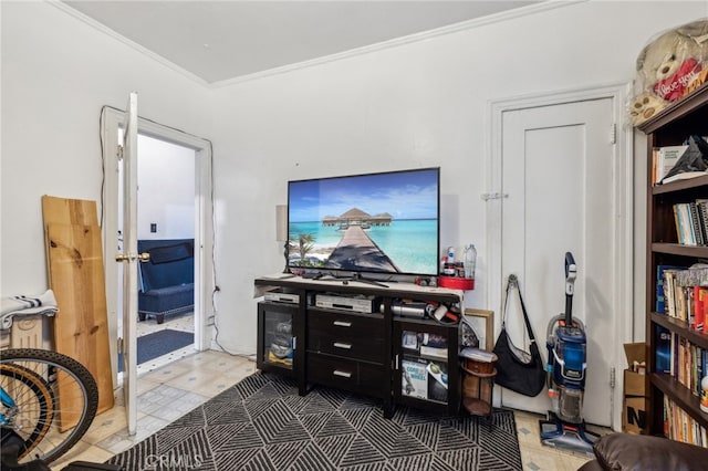 interior space featuring ornamental molding