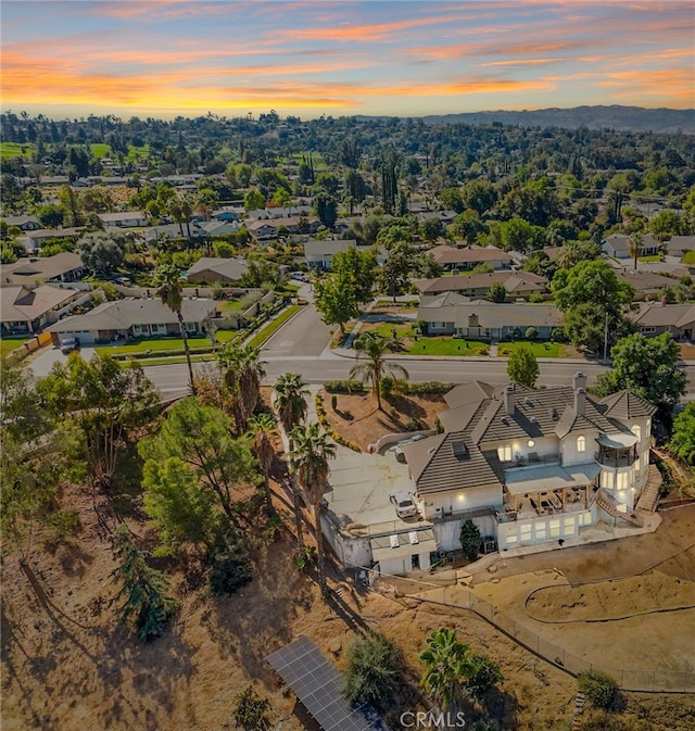 view of aerial view at dusk