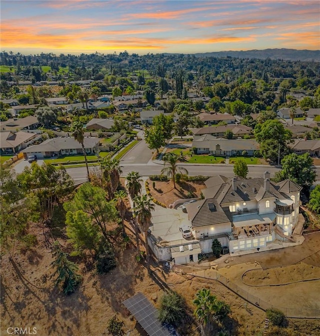 view of aerial view at dusk