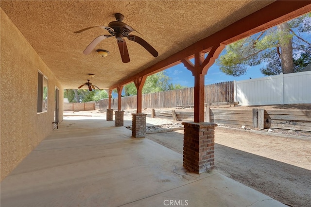 view of patio with ceiling fan