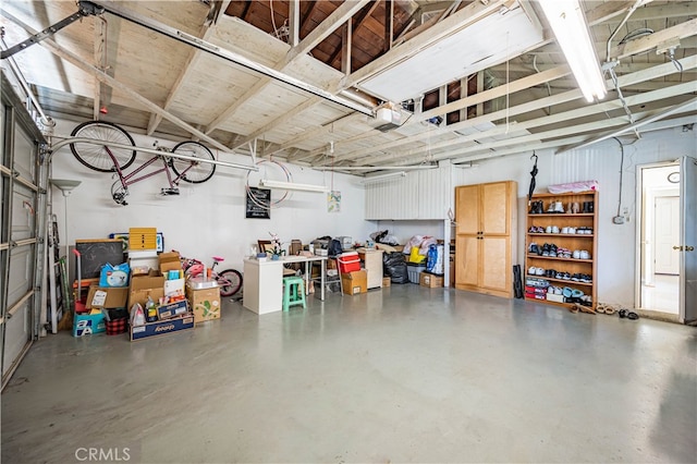 garage with a garage door opener