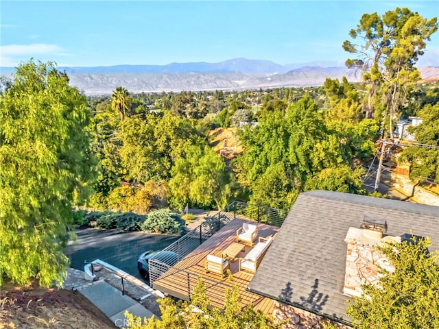 aerial view with a mountain view