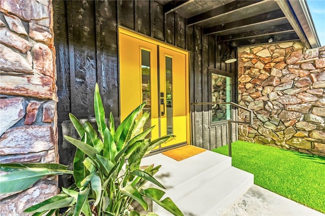 entrance to property with french doors