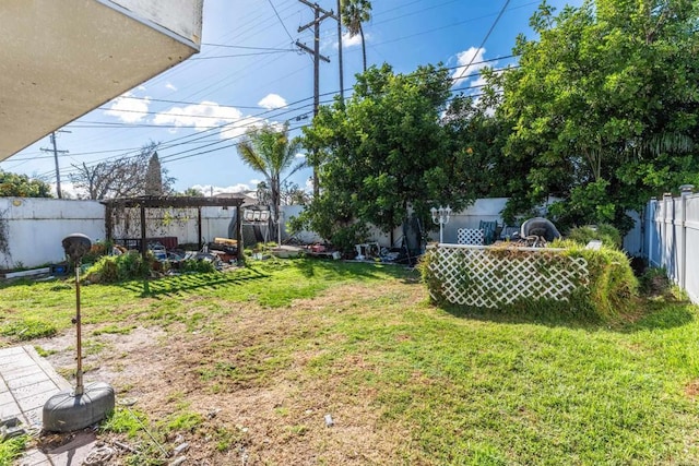 view of yard with a pergola