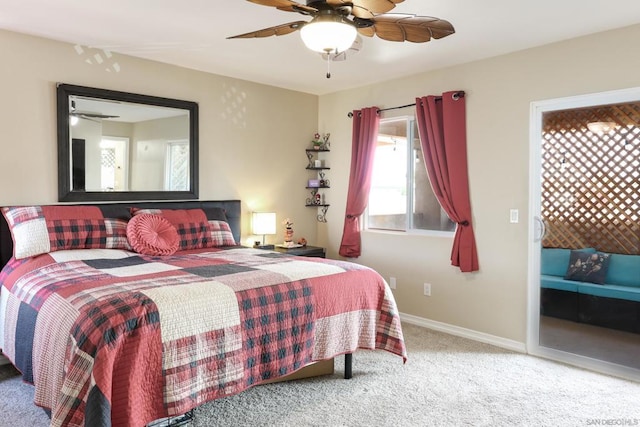 bedroom with carpet and ceiling fan