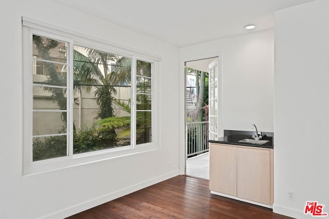 interior space with dark hardwood / wood-style floors and a healthy amount of sunlight