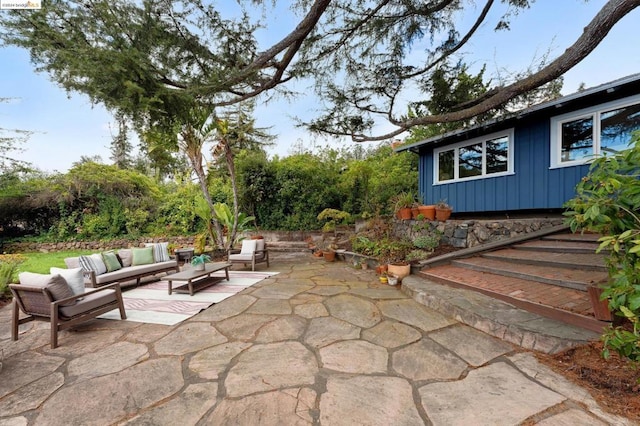 view of patio featuring an outdoor hangout area