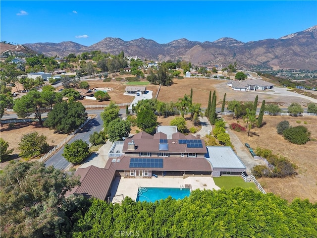 aerial view with a mountain view