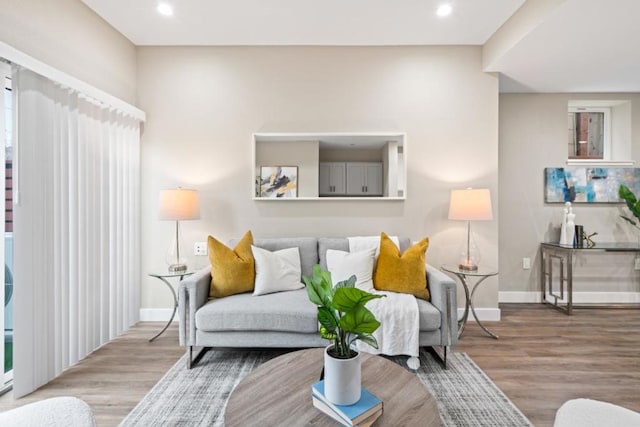 living room featuring light wood-type flooring