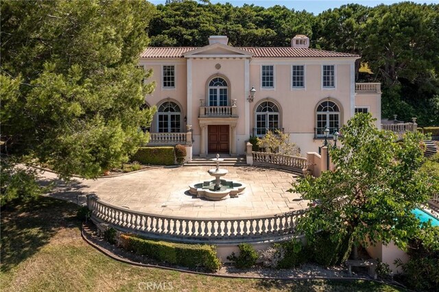 2736 Via Victoria, Palos Verdes Estates, CA 90274 - view of front of house with stucco siding and a chimney