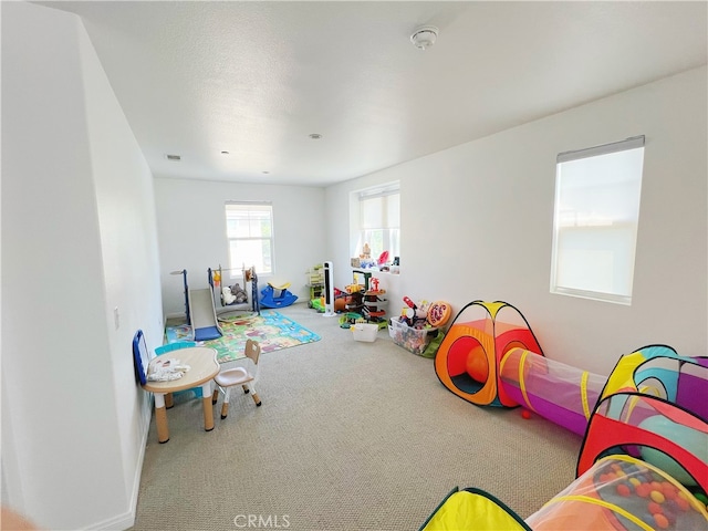 recreation room with carpet