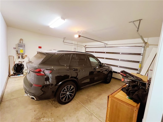 garage featuring water heater