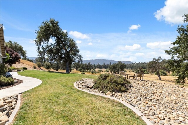 view of yard featuring a mountain view