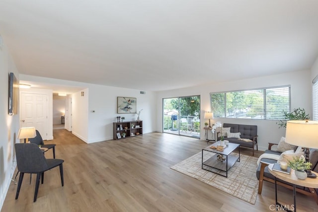 living room with hardwood / wood-style floors