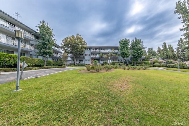 view of home's community featuring a lawn