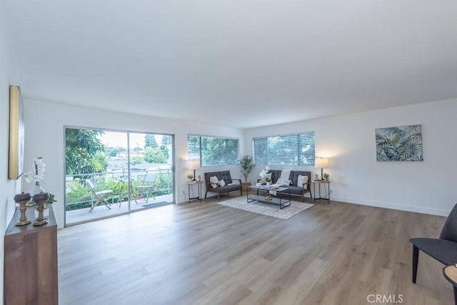 living room with light hardwood / wood-style floors