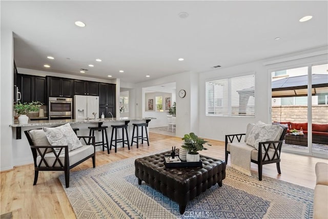 living room featuring light hardwood / wood-style floors