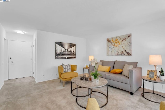 living room with light carpet