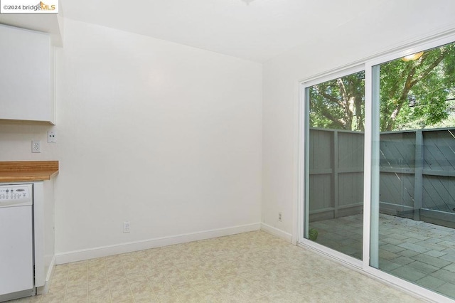 view of unfurnished dining area