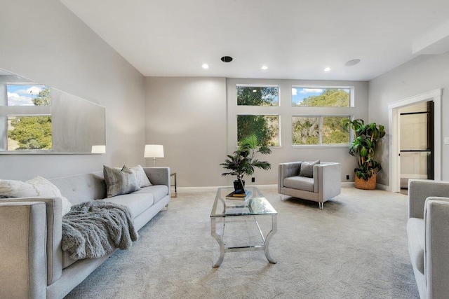 living room with light carpet