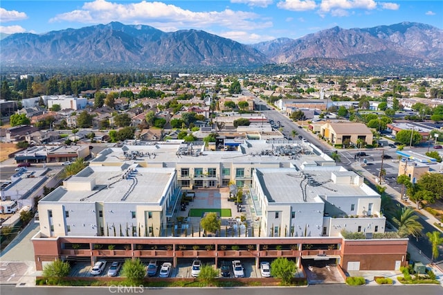 birds eye view of property featuring a mountain view