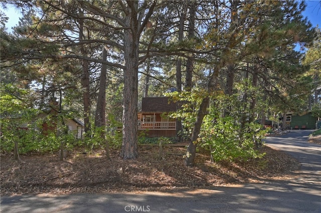 view of property hidden behind natural elements