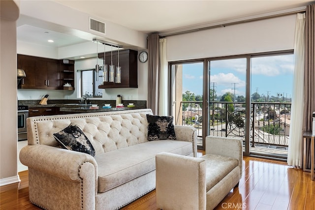 living room featuring hardwood / wood-style floors