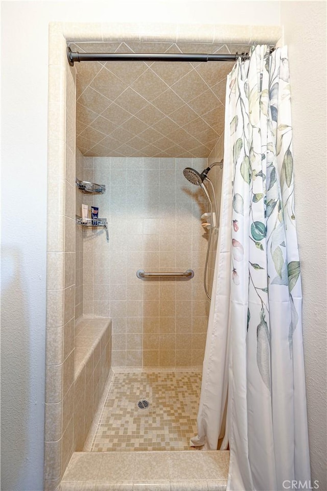 bathroom featuring a shower with curtain