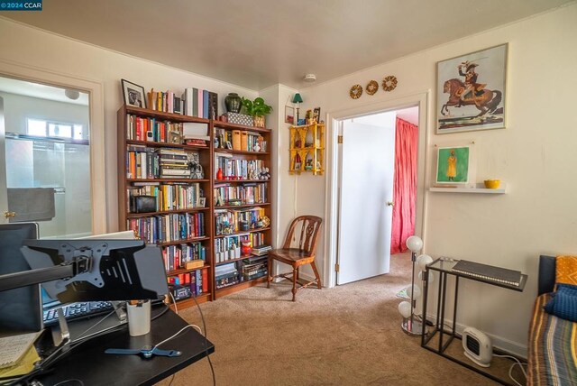 interior space featuring carpet