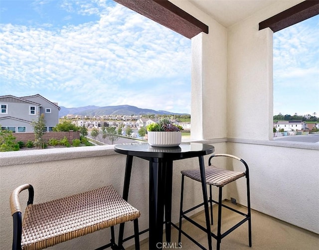 balcony with a mountain view