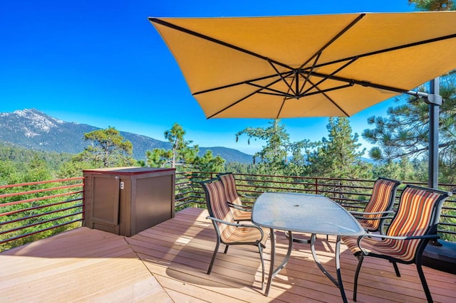 deck with a mountain view