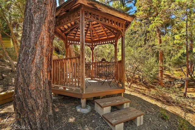 wooden terrace with a gazebo