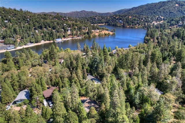 aerial view with a water and mountain view