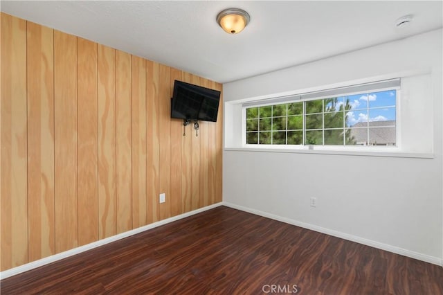 spare room with dark wood-type flooring