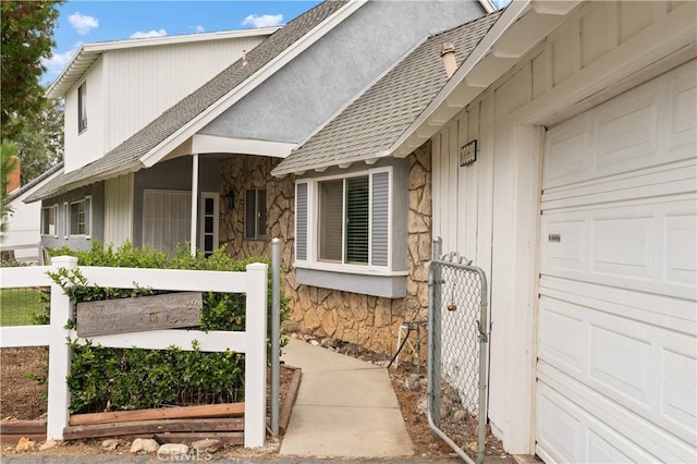 property entrance featuring a garage