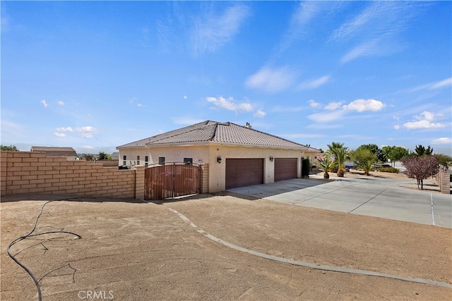 exterior space featuring a garage