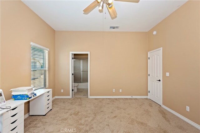 interior space featuring ceiling fan