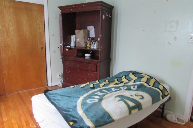 bedroom with hardwood / wood-style floors