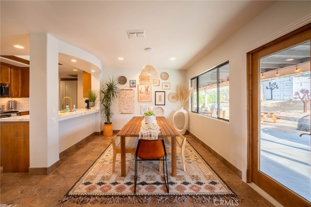 dining room with sink