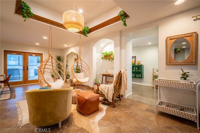 living area with french doors