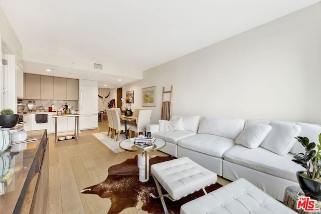 living room with light wood-type flooring