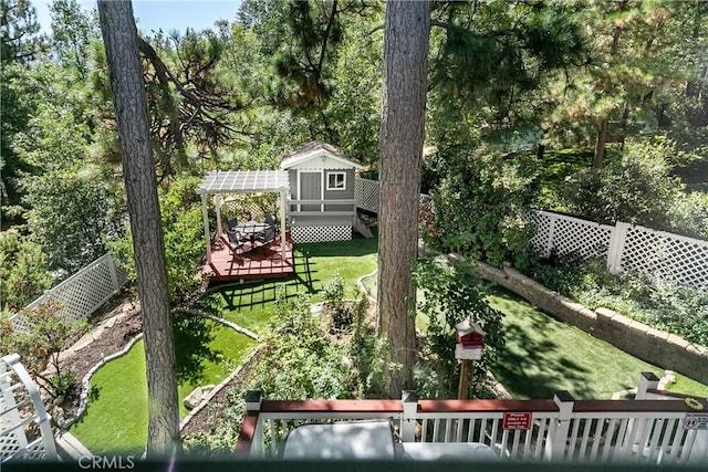 28281 Arbon Ln, Lake Arrowhead, CA 92352 - view of yard featuring a wooden deck