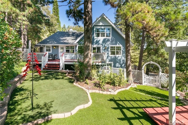 28281 Arbon Ln, Lake Arrowhead, CA 92352 - rear view of property featuring a wooden deck