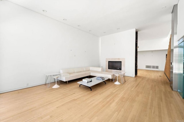 living room featuring light hardwood / wood-style flooring